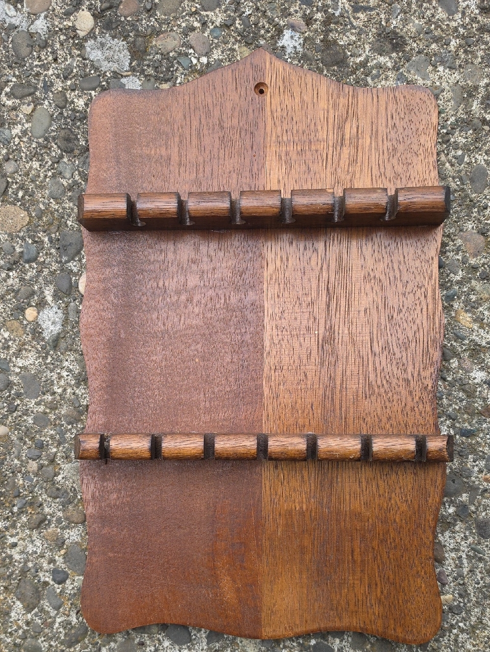 Antique Wood Wall Mount Key Rack - Dark Brown